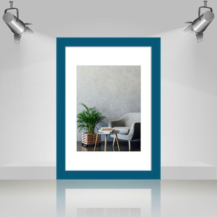 Фоторамка дерев'яна 21х30 (А4) під фото 15х20 багет: AH2220-15 Бірюзовий (з антибліковим склом 2мм, двп, паспарту) EmojiFrame