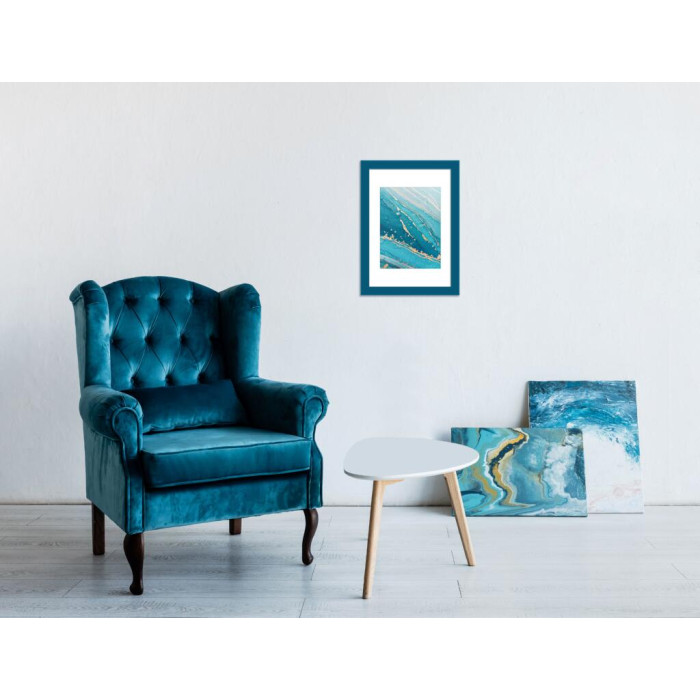 Фоторамка дерев'яна 21х30 (А4) під фото 15х20 багет: AH2220-15 Бірюзовий (з антибліковим склом 2мм, двп, паспарту) EmojiFrame