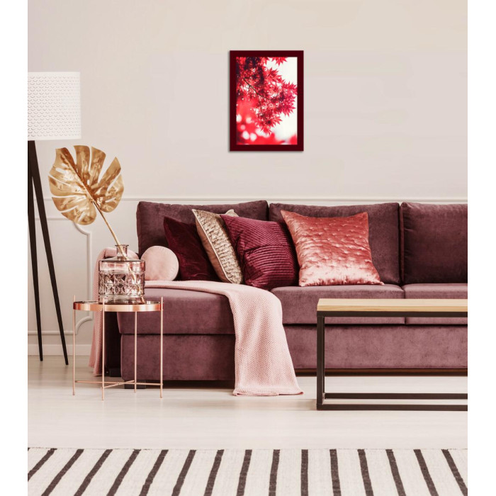 Рамка для фото дерев'яна 21х30 (А4) багет: AH2220-16 Бордовий (з глянцевим склом 1-1.5мм, двп) EmojiFrame