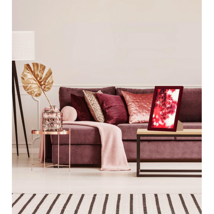 Фоторамка дерев'яна 21х30 (А4) багет: AH2220-16 Бордовий (з антибліковим склом 2мм, двп з ніжкою) EmojiFrame