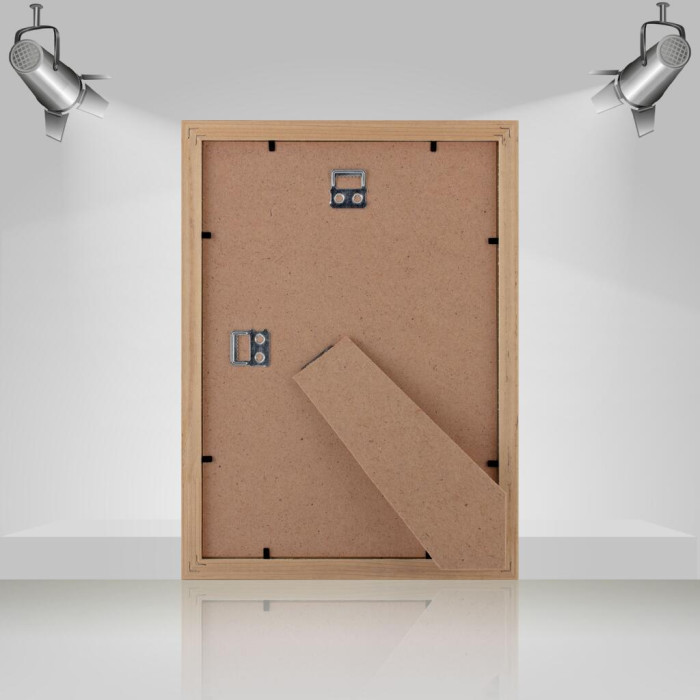 Рамка для фото дерев'яна 21х30 (А4) під фото 15х20 багет: AH2220-16 Бордовий (з глянцевим склом 1-1.5мм, паспарту, двп з ніжкою) EmojiFrame