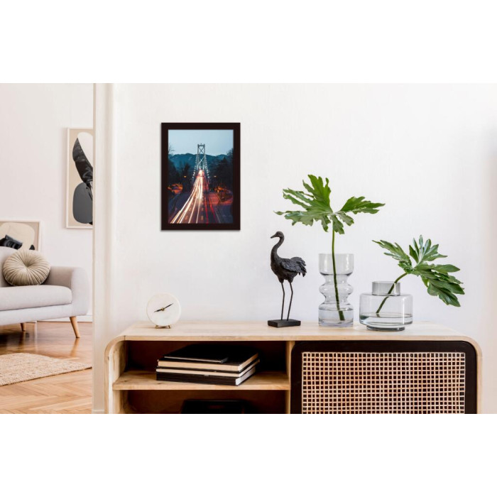 Рамка для дипломів дерев'яна 21х30 (А4) багет: AH2220-17 Темно-коричневий (з глянцевим прозорим пластиком 0.8мм, двп) EmojiFrame