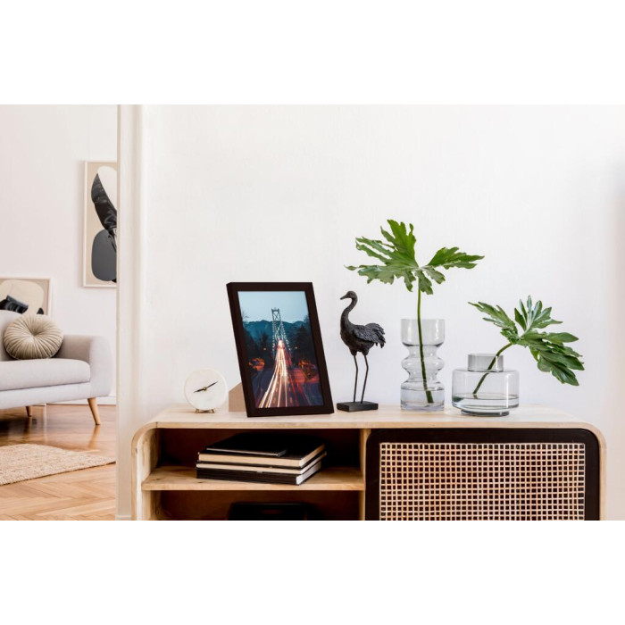 Фоторамка дерев'яна 21х30 (А4) багет: AH2220-17 Темно-коричневий (з антибліковим склом 2мм, двп з ніжкою) EmojiFrame