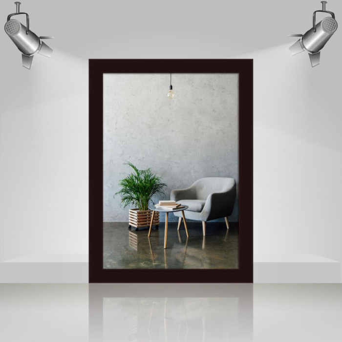 Рамка для фото дерев'яна 21х30 (А4) багет: AH2220-17 Темно-коричневий (з глянцевим склом 1-1.5мм, двп з ніжкою) EmojiFrame