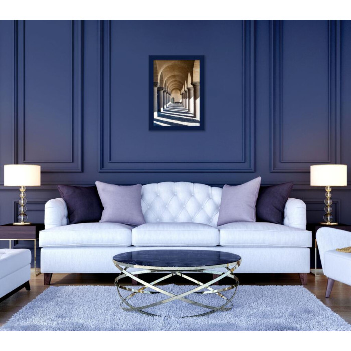 Рамка для фото дерев'яна 21х30 (А4) багет: AH2220-18 Темно-синій (з глянцевим склом 1-1.5мм, двп) EmojiFrame