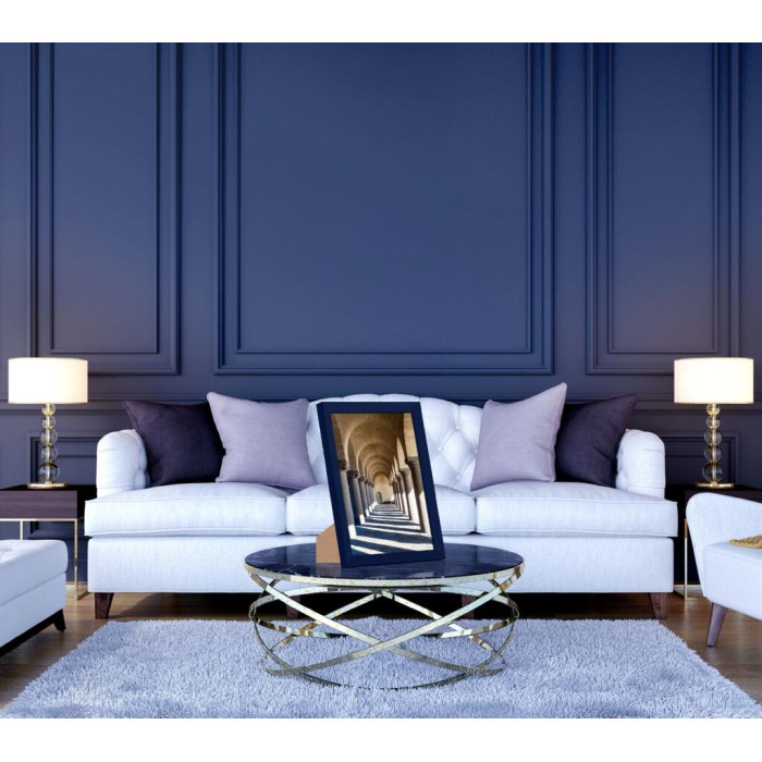 Рамка для фото дерев'яна 21х30 (А4) багет: AH2220-18 Темно-синій (з глянцевим склом 1-1.5мм, двп з ніжкою) EmojiFrame