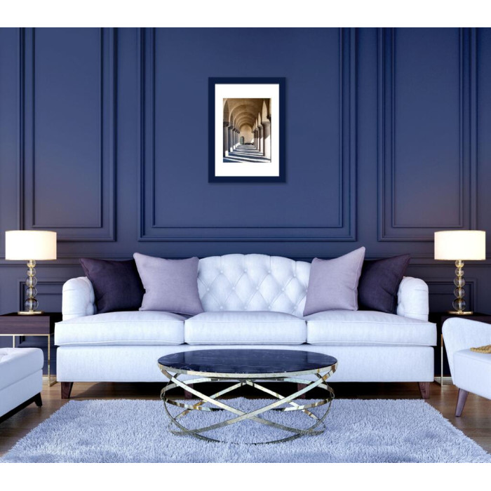 Фоторамка дерев'яна 21х30 (А4) під фото 15х20 багет: AH2220-18 Темно-синій (з антибліковим склом 2мм, двп, паспарту) EmojiFrame