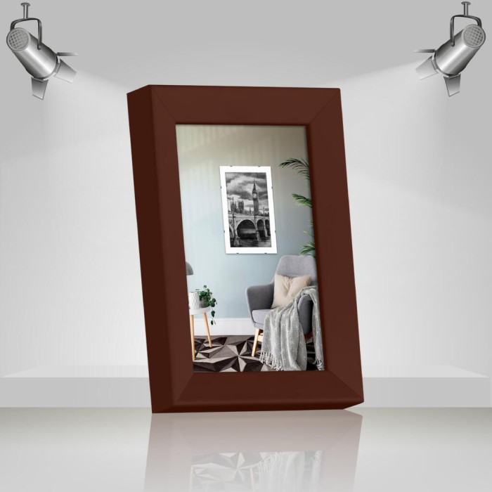 Рамка для фото дерев'яна 10х15 багет: AH2220-04 Коричневий (з глянцевим склом 1-1.5мм, двп) EmojiFrame