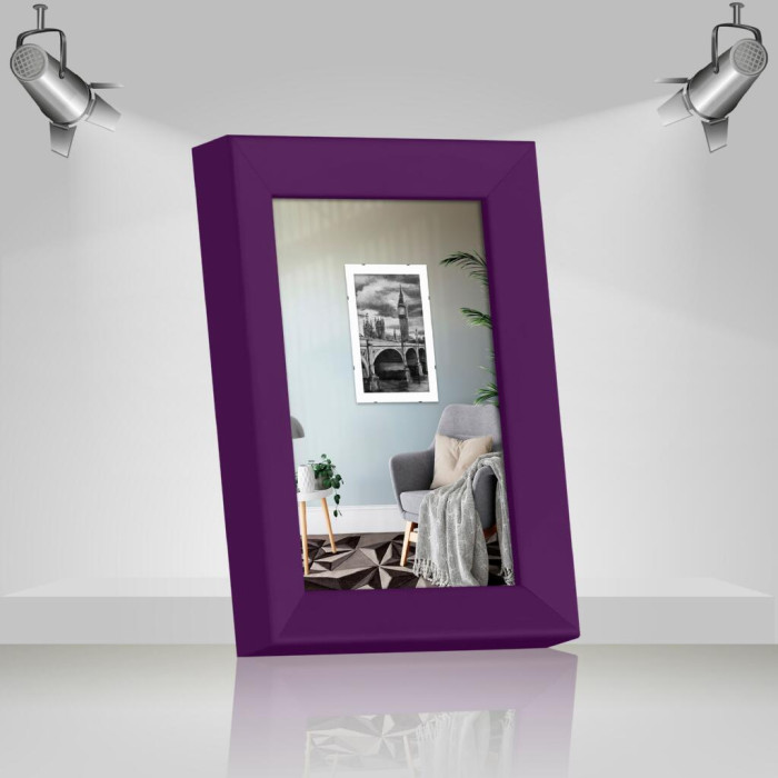 Фоторамка дерев'яна 10х15 багет: AH2220-14 Фіолетовий (з глянцевим прозорим пластиком 0.8мм, двп) EmojiFrame