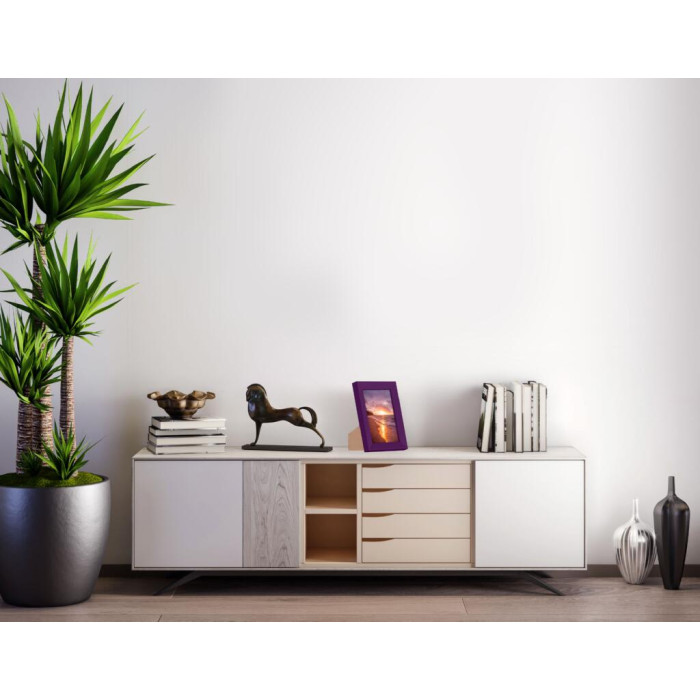 Рамка для фото дерев'яна 10х15 багет: AH2220-14 Фіолетовий (з глянцевим склом 1-1.5мм, двп з ніжкою) EmojiFrame