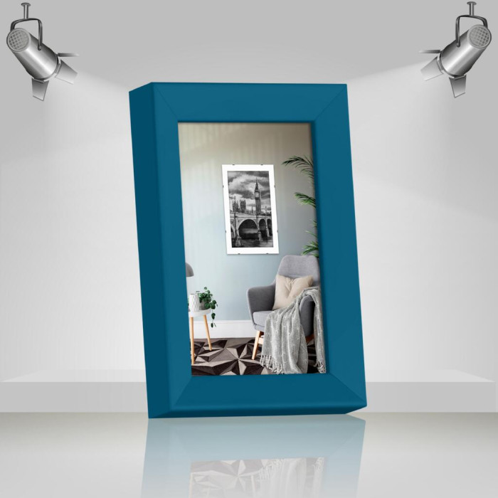 Фоторамка дерев'яна 10х15 багет: AH2220-15 Бірюзовий (з глянцевим прозорим пластиком 0.8мм, двп) EmojiFrame