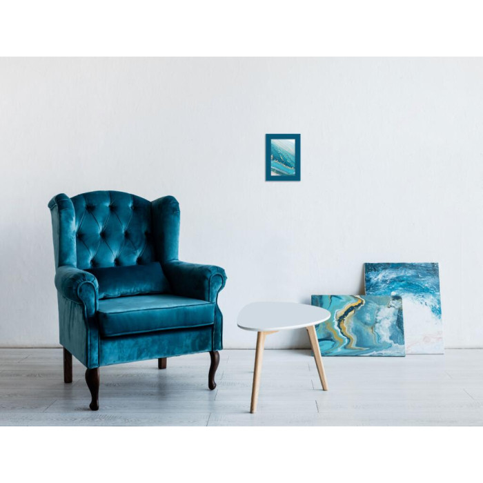 Фоторамка дерев'яна 10х15 багет: AH2220-15 Бірюзовий (з глянцевим прозорим пластиком 0.8мм, двп) EmojiFrame