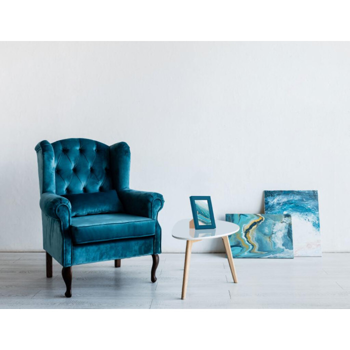 Фоторамка дерев'яна 10х15 багет: AH2220-15 Бірюзовий (з глянцевим прозорим пластиком 0.8мм, двп з ніжкою) EmojiFrame