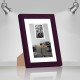 Фоторамка дерев'яна 15х20 під фото 10х15 багет: AH2220-02 Фіолетовий (з глянцевим прозорим пластиком 0.8мм, паспарту, двп з ніжкою) EmojiFrame