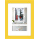 Фоторамка дерев'яна 15х21 (А5) під фото 10х15 багет: AH2220-05 Жовтий (з глянцевим прозорим пластиком 0.8мм, паспарту, двп з ніжкою) EmojiFrame