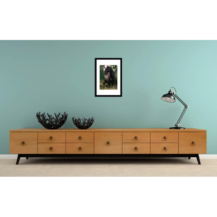 Фоторамка дерев'яна 20х30 під фото 15х20 багет: DL1506-37 Чорний глянець (з антибліковим склом 2мм, двп, паспарту) EmojiFrame