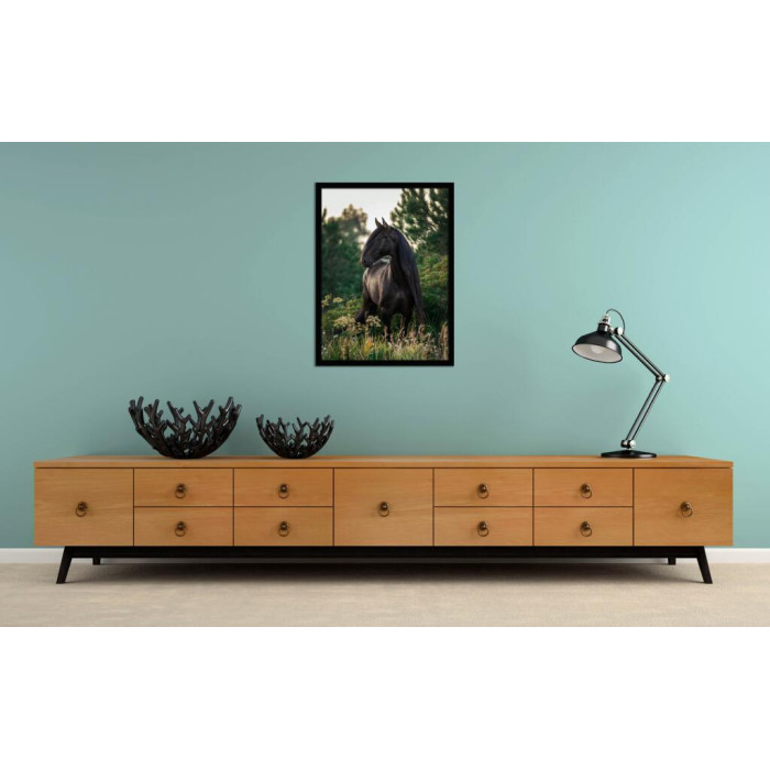 Фоторамка дерев'яна 30х40 багет: DL1506-37 Чорний глянець (з глянцевим прозорим пластиком 0.8мм, двп) EmojiFrame