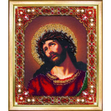 Б-1165 Ікона Господа Ісуса Христа спасителя в терновому вінці. Чарівна Мить. Набір для вишивання біс