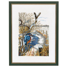 14-060 Eva Rosenstand Набір для вишивки рахунковим хрестиком - Зимородок 30х40 см, Льон 26 ct