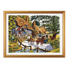 14-095 Eva Rosenstand Набір для вишивки рахунковим хрестиком - Англійський будинок 47х36 см, Льон 20 ct