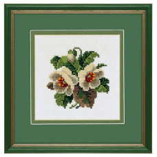 14-116 Eva Rosenstand Набір для вишивки рахунковим хрестиком - Білі квіти 20х20 см, Льон 26 ct