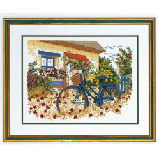 14-153 Eva Rosenstand Набір для вишивки рахунковим хрестиком - Синій велосипед 40х50 см, Льон 26 ct