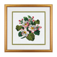 14-168 Eva Rosenstand Набір для вишивки рахунковим хрестиком - Яблуневий цвіт 25х25 см, Льон 26 ct