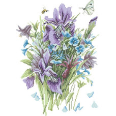 14-169 Інстинкт вишивання Схема на канві для вишивки хрестиком - Іриси 33x45 см, Aida 14 (з паперовою схемою)