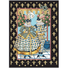 14-171 Інстинкт вишивання Схема на канві для вишивки хрестиком - Аристократичні зайці 33x45 см, Aida 14 (з паперовою схемою)