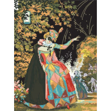 14-172 Інстинкт вишивання Схема на канві для вишивки хрестиком - Маскарад у саду 33x45 см, Aida 14 (з паперовою схемою)