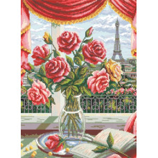 14-174 Інстинкт вишивання Схема на канві для вишивки хрестиком - Троянди Парижа 33x45 см, Aida 14 (з паперовою схемою)