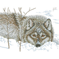 14-176 Інстинкт вишивання Схема на канві для вишивки хрестиком - Вовк 33x45 см, Aida 14 (з паперовою схемою)