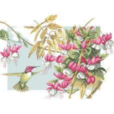 14-179 Інстинкт вишивання Схема на канві для вишивки хрестиком - Колібрі 33x45 см, Aida 14 (з паперовою схемою)