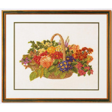 14-186 Eva Rosenstand Набір для вишивки рахунковим хрестиком - Кошик з квітами 50х60 см, Льон 26 ct