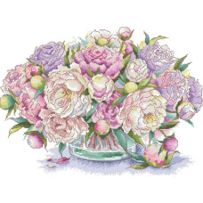 14-189 Інстинкт вишивання Схема на канві для вишивки хрестиком - Півонії 33x45 см, Aida 14 (з паперовою схемою)