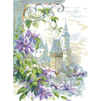 14-193 Інстинкт вишивання Схема на канві для вишивки хрестиком - Вид на місто 33x45 см, Aida 14 (з паперовою схемою)