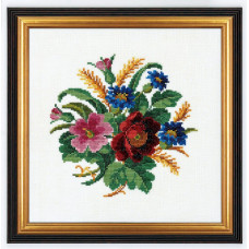 14-195 Eva Rosenstand Набір для вишивки рахунковим хрестиком - Волошка і мак 25х25 см, Льон 26 ct