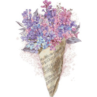 14-195 Інстинкт вишивання Схема на канві для вишивки хрестиком - Фіолетовий букет 33x45 см, Aida 14 (з паперовою схемою)