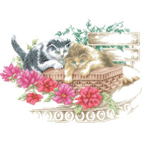 14-196 Інстинкт вишивання Схема на канві для вишивки хрестиком - Кошенята 33x45 см, Aida 14 (з паперовою схемою)