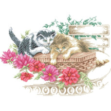 14-196 Інстинкт вишивання Схема на канві для вишивки хрестиком - Кошенята 33x45 см, Aida 14 (з паперовою схемою)