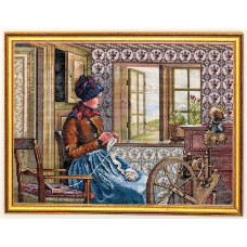 14-201 Eva Rosenstand Набір для вишивки рахунковим хрестиком - Біля вікна 35х45 см, Льон 26 ct