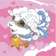 14-947 Інстинкт вишивання Схема на канві для вишивки хрестиком - Мрійливе козеня 33x33 см, Aida 14 (з паперовою схемою)