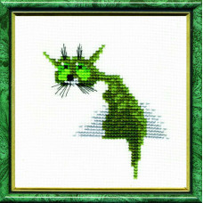 118 Зеленый кот. Чарівна Мить. Набір для вишивання нитками(Знятий з виробництва)