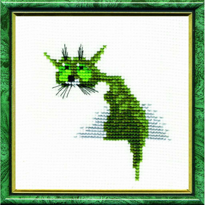 118 Зеленый кот. Чарівна Мить. Набір для вишивання нитками(Знятий з виробництва)