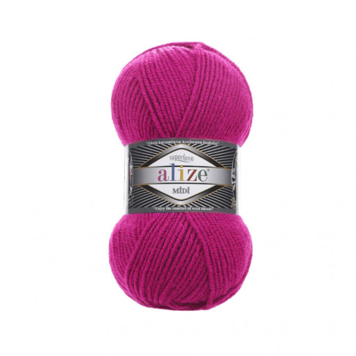 149 Пряжа SuperLana Midi 100гр - 170м (рожевий гібіскус). Alize