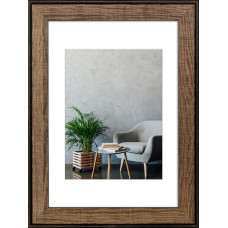 Фоторамка дерев'яна 21х30 (А4) під фото 15х20 багет: DL3302-05 Горіх (з антибліковим склом 2мм, двп, паспарту) EmojiFrame