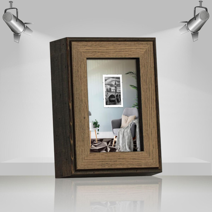 Фоторамка дерев'яна 10х15 багет: DL3302-05 Горіх (з антибліковим склом 2мм, двп) EmojiFrame
