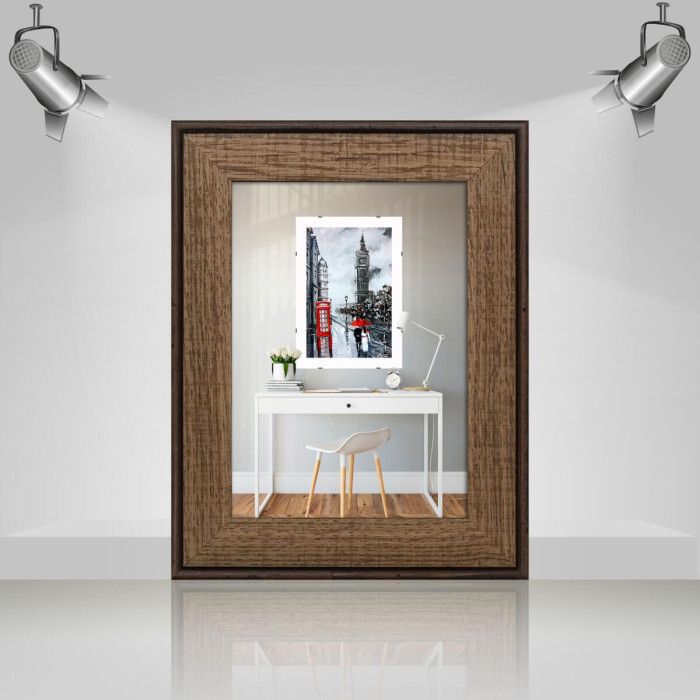 Рамка для фото дерев'яна 13х18 багет: DL3302-05 Горіх (з глянцевим склом 1-1.5мм, двп з ніжкою) EmojiFrame