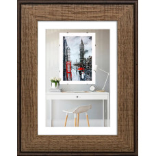 Фоторамка дерев'яна 13х18 під фото 10х15 багет: DL3302-05 Горіх (з глянцевим прозорим пластиком 0.8мм, двп, паспарту) EmojiFrame