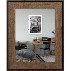 Фоторамка дерев'яна 15х20 багет: DL3302-05 Горіх (з глянцевим прозорим пластиком 0.8мм, двп з ніжкою) EmojiFrame